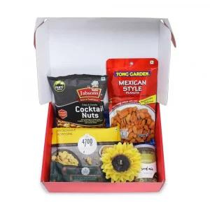 Tasty Snacks Hamper with Floating Candle, Popcorn & Mexican Penu