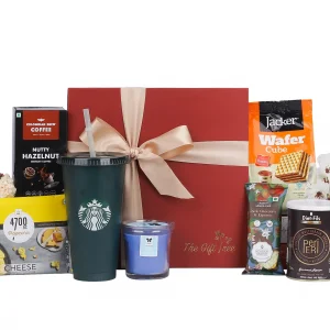Premium Starbucks Tall Tumbler, Colombian Brew Coffee and Snacks Gift Hamper