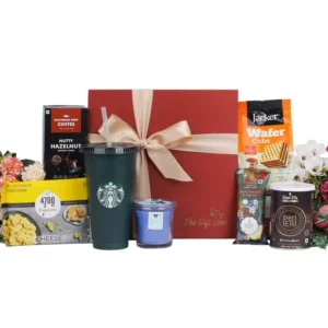 Premium Starbucks Tall Tumbler, Colombian Brew Coffee and Snacks Gift Hamper