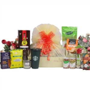 Luxury StarbucksTumbler, Drinking Chocolate Powder & Munchies Gift Hamper
