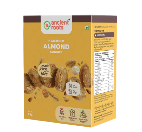 Ancient roots Almond cookies made with white butter & Jaggery 45g