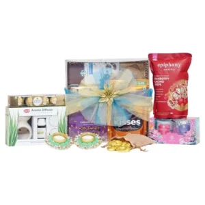 The Gift Tree Diwali Gift Hamper | Diwali Chocolates And Sweets Hamper | Diwali Tea Light And Premium Scented Candle | Diwali Hamper In Metal Basket | Diwali Hamper For Family, Friend,Corporate Office