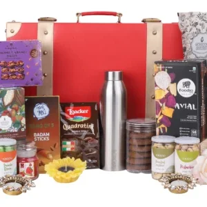 The Gift Tree Scrumptious Gourmet Gift Hamper | SS Bottle, Granola bars, Tea light Candle, Wafer, Dry Fruits & Nuts | Gift For Festival Celebration, Friends, Corporate Office, Clients, Family