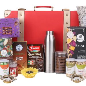 The Gift Tree Scrumptious Gourmet Gift Hamper | SS Bottle, Granola bars, Tea light Candle, Wafer, Dry Fruits & Nuts | Gift For Festival Celebration, Friends, Corporate Office, Clients, Family