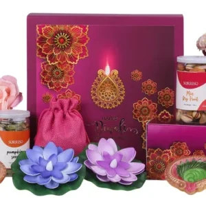 The Gift Tree Special Diwali Gift Hamper | Almond Rocks, Floating Led Candles, Pumpkin Seeds & Colourful Diya| Gift For Festival Celebration, Family, Friends, Corporate Office