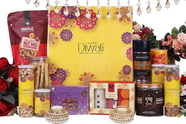The Gift Tree Dry Fruits & Coffee Diwali Gift Hamper | Popcorn, Almonds Sticks, Premium Candles & Beads Door Hanging | Gift For Festival Celebration, Family, Friends, Corporate Office, Clients - Image 2