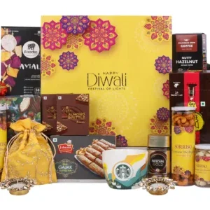 The Gift Tree Diwali Special Snacks Gift Hamper | Coffee, Colorful Cup, Kaju Rolls, Granola Bar, Almond Rocks & Vegetable Chips | Gift For Festival Celebration, Family, Friends, Clients, Men & Women