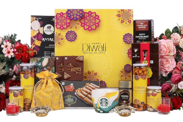 The Gift Tree Diwali Special Snacks Gift Hamper | Coffee, Colorful Cup, Kaju Rolls, Granola Bar, Almond Rocks & Vegetable Chips | Gift For Festival Celebration, Family, Friends, Clients, Men & Women - Image 2