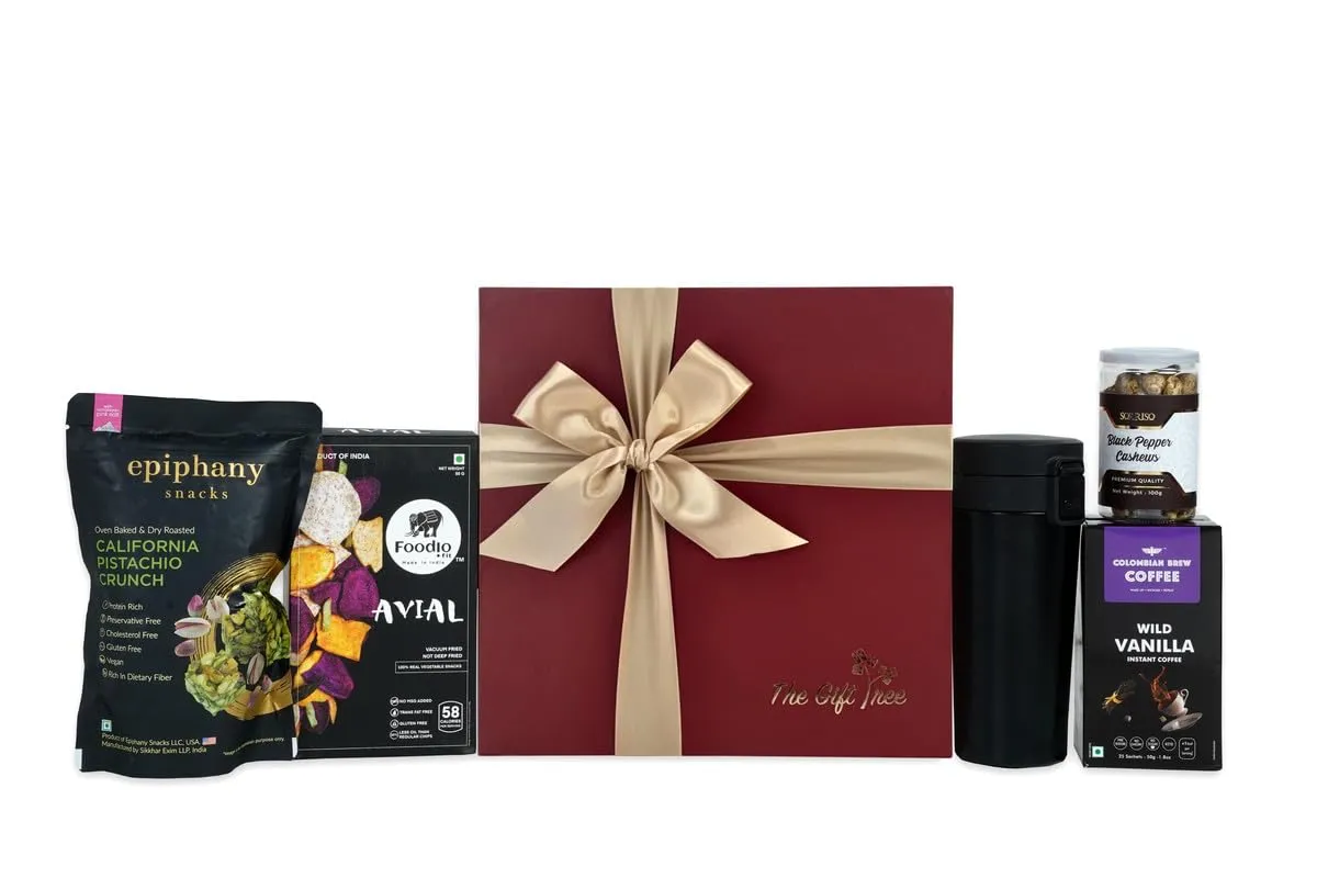The Gift Tree Vacuum Insulated Cup & Flavoured Coffee Gift Hamper for Women, Men & Family 1 The Gift Tree Vacuum Insulated Cup & Flavoured Coffee Gift Hamper for Women, Men & Family