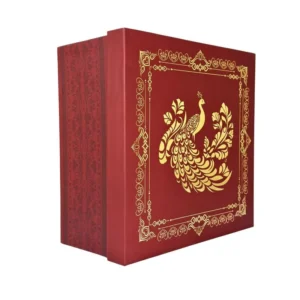 B.Premium 3D Golden print Peacock design Maroon Box | Add Max 15 Items