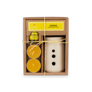 AuraDecor Aroma Oil Burner Gift Set- colored burner with Oil & Tealight