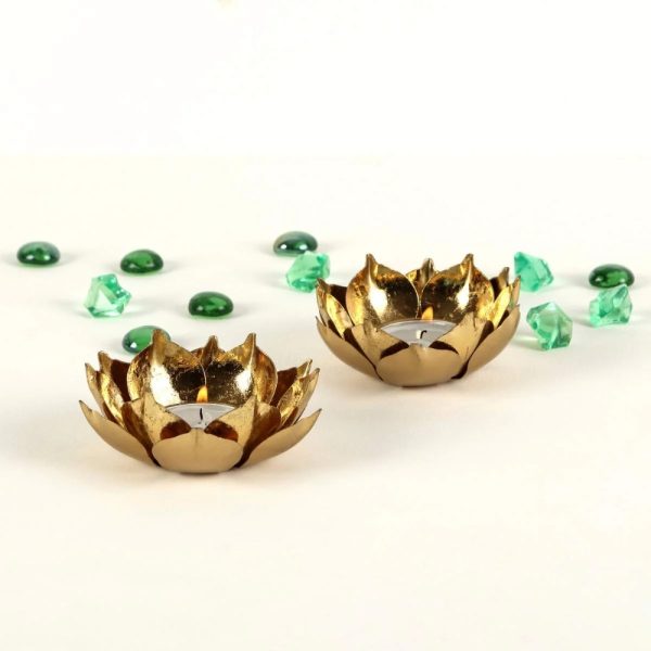 AuraDecor Gift Pack of 2 Lotus Shape Tealight Candle