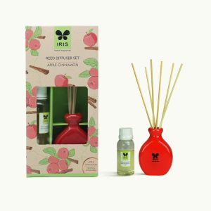 Iris Reed Diffuser Set With Pot, Reeds & Fragrance-Apple Cinnamon