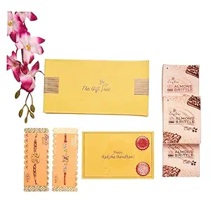 The Gift Tree Loyka Almond Brittles, Rakhi, Gift card & Gift Box Rakhi Gift Hampers Gift Set of 7