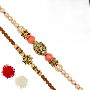 The Gift Tree Beads Designer Rakhi For Brother With Roli, Chawal and Beautiful greeting card | Premium Rakhi for Men, Kids & Boys