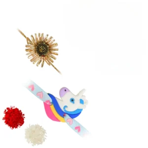 The Gift Tree Zardosi Gota Unicorn Designer Rakhi For Brother With Roli, Chawal and Beautiful greeting card | Premium Rakhi for Men, Kids & Boys