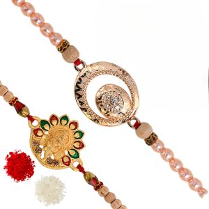 The Gift Tree Peacock Designer Pearl Rakhi For Brother With Roli, Chawal and Beautiful greeting card | Premium Rakhi for Men, Kids & Boys