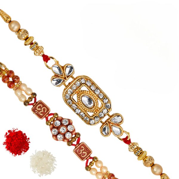 The Gift Tree Diamond Designer Rakhi For Brother With Roli, Chawal and Beautiful greeting card | Premium Rakhi for Men, Kids & Boys