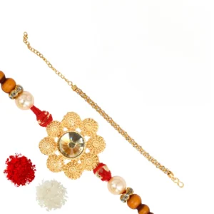 The Gift Tree Yellow Diamond Bracelet Rakhi For Brother With Roli, Chawal and Beautiful greeting card | Premium Rakhi for Men, Kids & Boys