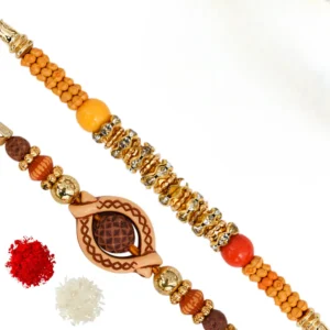 The Gift Tree Rudraksh Beads Rakhi For Brother With Roli, Chawal and Beautiful greeting card | Premium Rakhi for Men, Kids & Boys