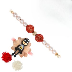 The Gift Tree Om Beads Batman Rakhi For Brother With Roli, Chawal and Beautiful greeting card | Premium Rakhi for Men, Kids & Boys