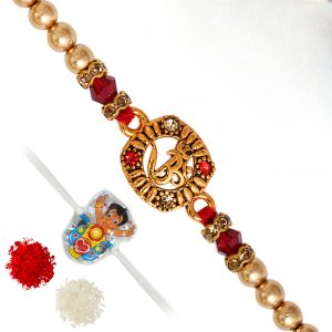 The Gift Tree Om Beads Chhota Bheem Rakhi For Brother With Roli, Chawal and Beautiful greeting card | Premium Rakhi for Men, Kids & Boys