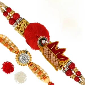 The Gift Tree Traditional Designer Pearl Rakhi For Brother With Roli, Chawal and Beautiful greeting card | Premium Rakhi for Men, Kids & Boys