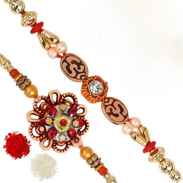 The Gift Tree Om Beads Pearl Rakhi For Brother With Roli, Chawal and Beautiful greeting card | Premium Rakhi for Men, Kids & Boys