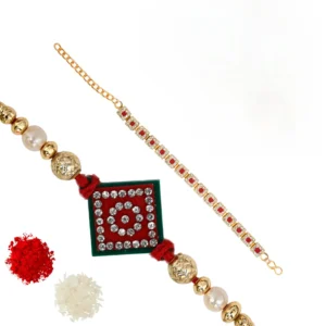 The Gift Tree Diamond Bracelet Beads Rakhi For Brother With Roli, Chawal and Beautiful greeting card | Premium Rakhi for Men, Kids & Boys