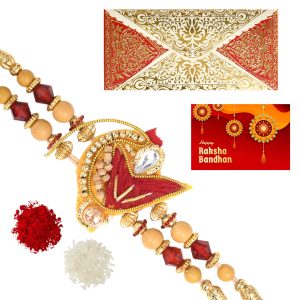 The Gift Tree White Diamond Designer Sandalwood Scented Rakhi For Brother With Roli, Chawal and Beautiful greeting card | Premium Rakhi for Men, Kids & Boys