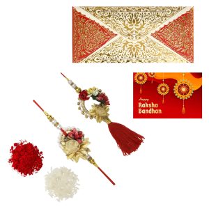 The Gift Tree Wreath Designer Bhaiya Bhabhi Rakhi For Brother With Roli, Chawal and Beautiful greeting card | Premium Rakhi for Men, Kids & Boys