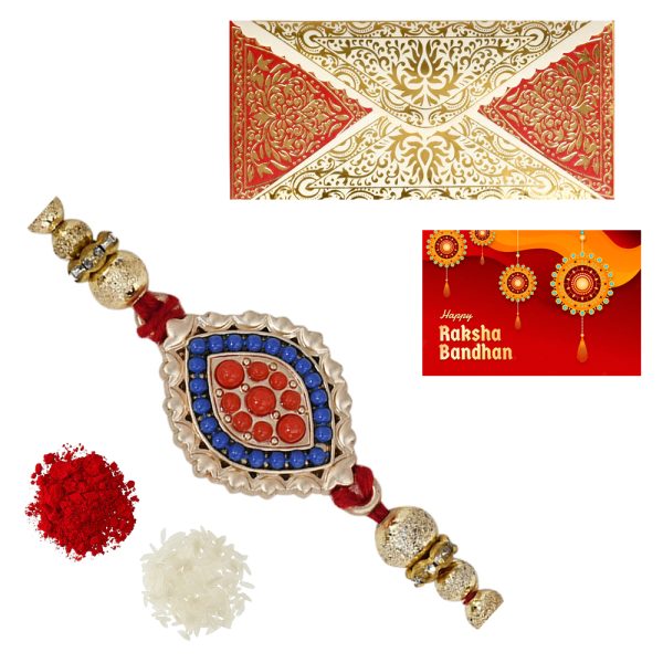 The Gift Tree Fancy Colorful Rakhi For Brother With Roli, Chawal and Beautiful greeting card | Premium Rakhi for Men, Kids & Boys