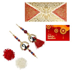The Gift Tree Peacock Beads Pyare Bhaiya Rakhi For Brother With Roli, Chawal and Beautiful greeting card | Premium Rakhi for Men, Kids & Boys