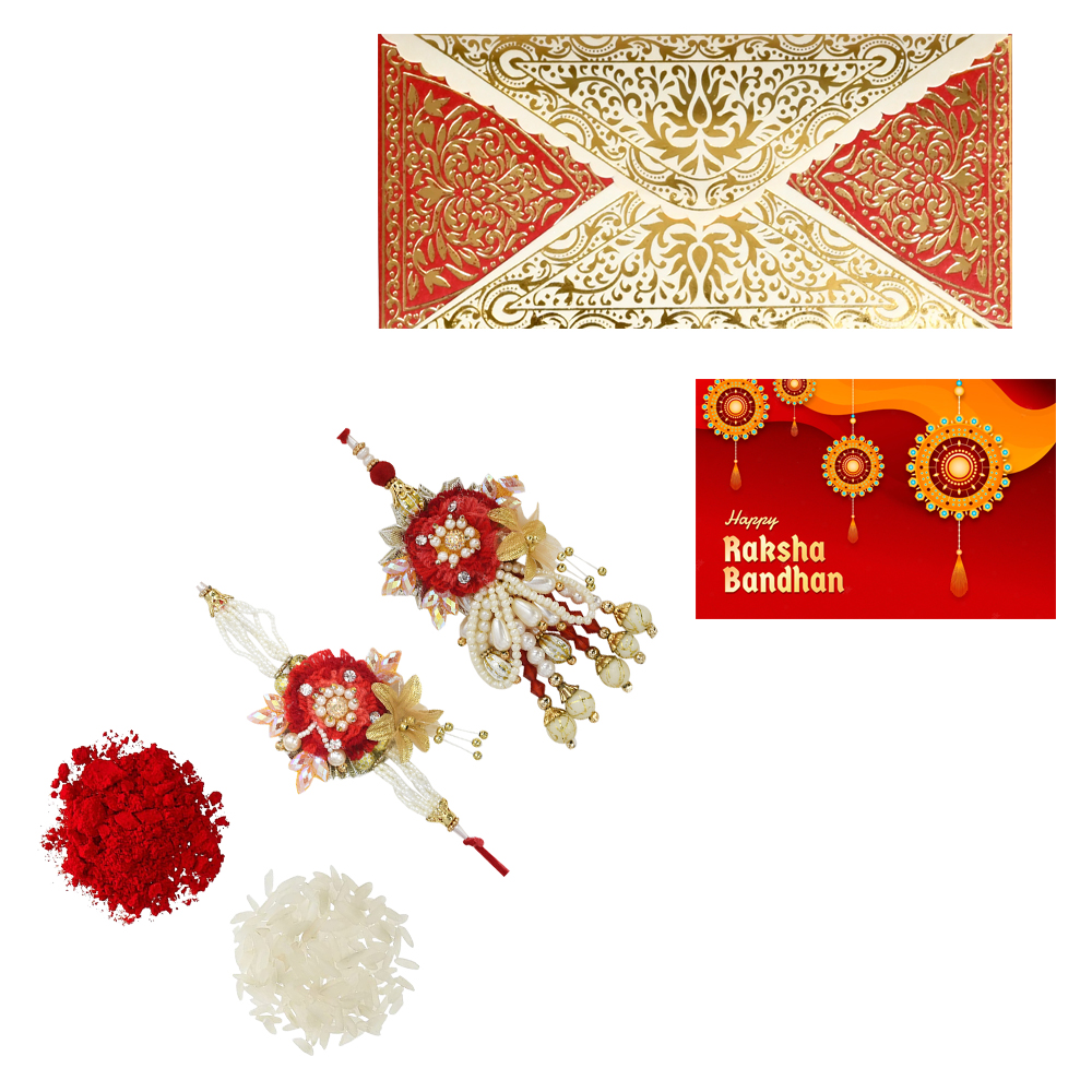 The Gift Tree Red Designer Bhaiya Bhabhi Rakho For Brother With Roli, Chawal and Beautiful greeting card | Premium Rakhi for Men, Kids & Boys 1 The Gift Tree Red Designer Bhaiya Bhabhi Rakho For Brother With Roli, Chawal and Beautiful greeting card | Premium Rakhi for Men, Kids & Boys