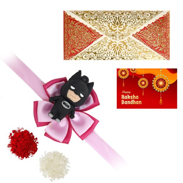 The Gift Tree Batman Kids Cartoon Rakhi Pink For Brother With Roli, Chawal and Beautiful greeting card | Premium Rakhi for Men, Kids & Boys