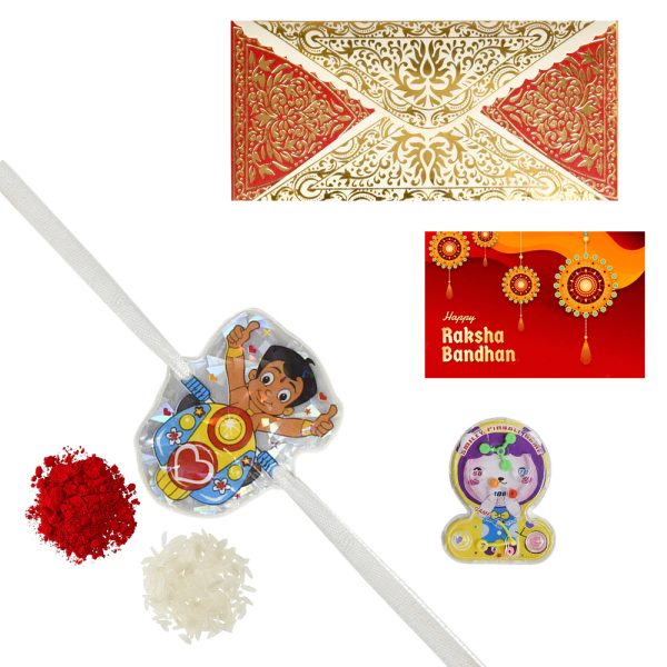 The Gift Tree Bheem Kids Cartoon Rakhi For Brother With Roli, Chawal and Beautiful greeting card | Premium Rakhi for Men, Kids & Boys