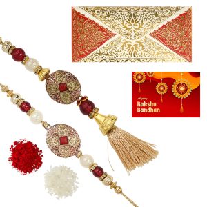 The Gift Tree Red Diamond Brownz Bhaiya Bhabhi Rakhi For Brother With Roli, Chawal and Beautiful greeting card | Premium Rakhi for Men, Kids & Boys