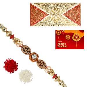The Gift Tree Diamond Baeds Om Colorgul Rakhi For Brother With Roli, Chawal and Beautiful greeting card | Premium Rakhi for Men, Kids & Boys
