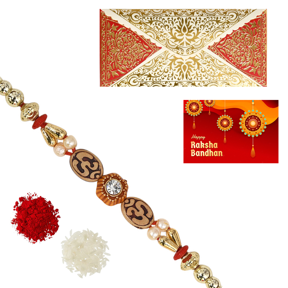 The Gift Tree Diamond Baeds Om Colorgul Rakhi For Brother With Roli, Chawal and Beautiful greeting card | Premium Rakhi for Men, Kids & Boys 1 The Gift Tree Diamond Baeds Om Colorgul Rakhi For Brother With Roli, Chawal and Beautiful greeting card | Premium Rakhi for Men, Kids & Boys