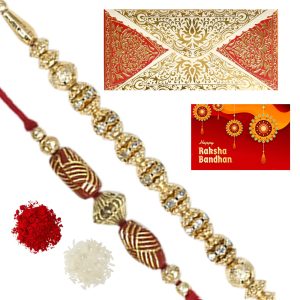 The Gift Tree Tika Rakhi Thali For Brother With Roli, Chawal and Beautiful greeting card | Premium Rakhi for Men, Kids & Boys