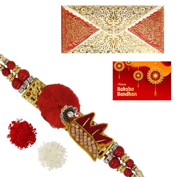 The Gift Tree Sandalwood Scented Designer Rakhi For Brother With Roli, Chawal and Beautiful greeting card | Premium Rakhi for Men, Kids & Boys
