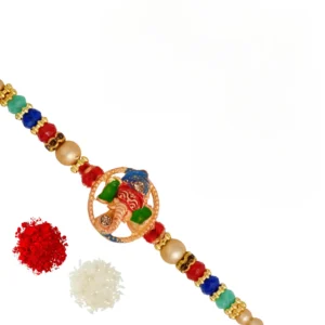 The Gift Tree Red Ganpati Rakhi For Brother With Roli, Chawal and Beautiful greeting card | Premium Rakhi for Men, Kids & Boys