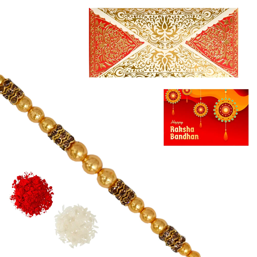 The Gift Tree Yellow Pearl Rakhi For Brother With Roli, Chawal and Beautiful greeting card | Premium Rakhi for Men, Kids & Boys 1 The Gift Tree Yellow Pearl Rakhi For Brother With Roli, Chawal and Beautiful greeting card | Premium Rakhi for Men, Kids & Boys