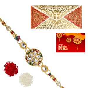 The Gift Tree Multicolor Floral Rakhi For Brother With Roli, Chawal and Beautiful greeting card | Premium Rakhi for Men, Kids & Boys