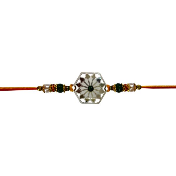 The Gift Tree Premium Silver Pink Diamond Rakhi for Brother | Roli, Chawal, Chandan & Mishri | Rakshbandhan Rakhi for Boys & Men