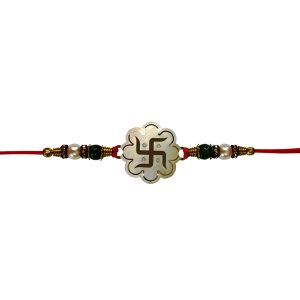 The Gift Tree Premium Silver Ganpati Rakhi for Brother | Roli, Chawal, Chandan & Mishri | Rakshbandhan Rakhi for Boys & Men