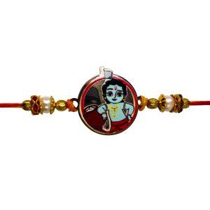 The Gift Tree Premium Silver Shree Krishna Rakhi for Brother | Roli, Chawal, Chandan & Mishri | Rakshbandhan Rakhi for Boys & Men