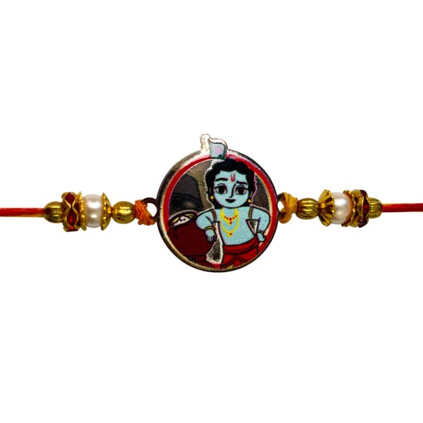 The Gift Tree Premium Silver Shree Krishna Rakhi for Brother | Roli, Chawal, Chandan & Mishri | Rakshbandhan Rakhi for Boys & Men