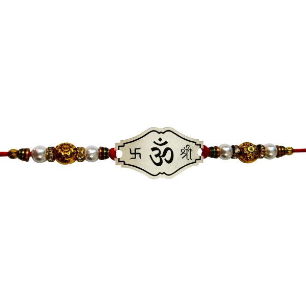 The Gift Tree Premium Silver Om Rakhi for Brother | Roli, Chawal, Chandan & Mishri | Rakshbandhan Rakhi for Boys & Men