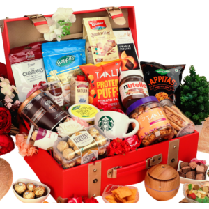 The Gift Tree Royal Treat Leatherite Trunk Gift Hamper | Premium Mug, Humidifier, Chocolates, Almond Sticks, Cookies & Makhana | Gift For Corporate, Events, Family, Men & Women